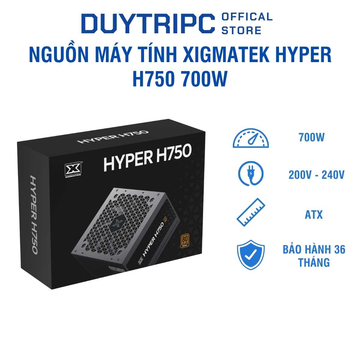 Nguồn Máy Tính Xigmatek Hyper H750 700W – Chuẩn 80 Plus Bronze, Hiệu Suất Cao, Hoạt Động Bền Bỉ